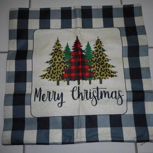 2 x $10 New MERRY CHRISTMAS Pine Tree Pillow Cover Plaid Buffalo Animal Print
